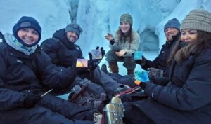 Learn and perform alcohol ink art on Matanuska Glacier as part of an immersive glacier tour experience.